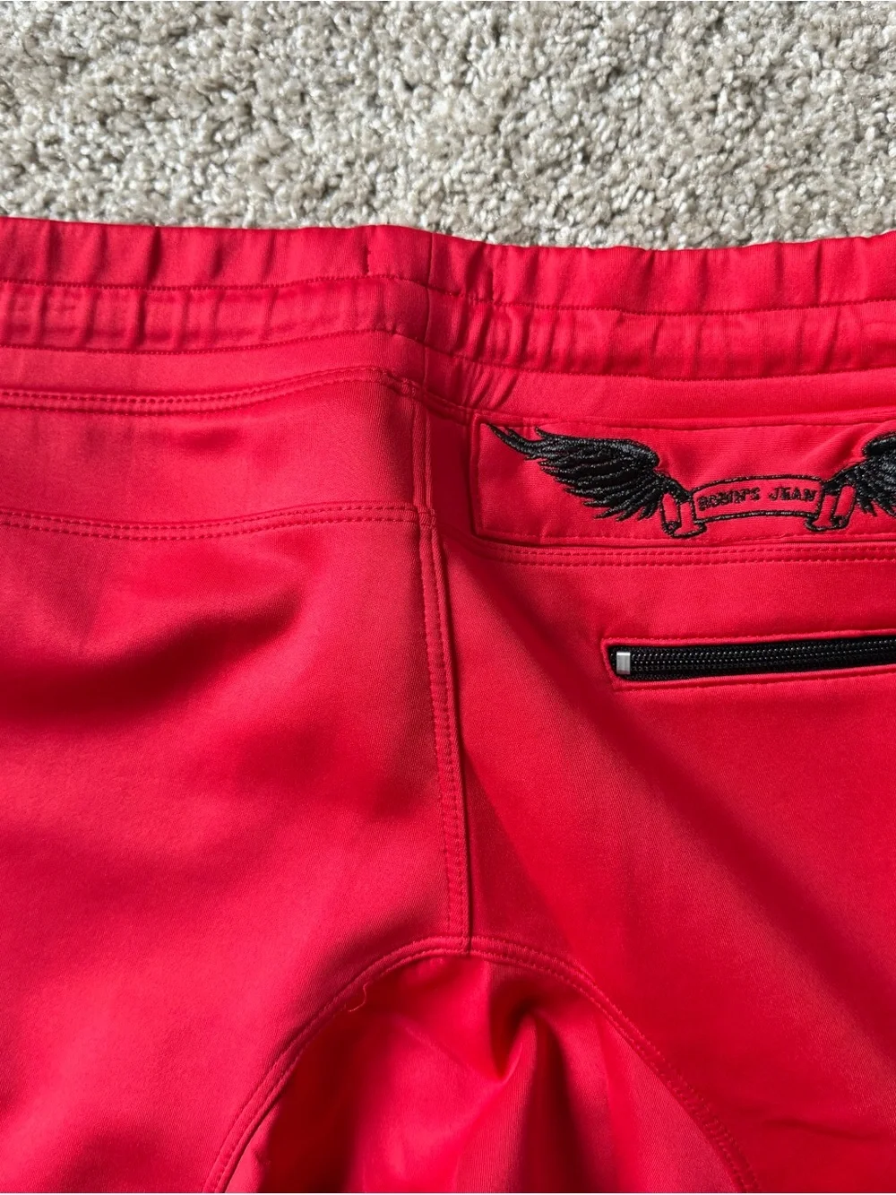 Robin's Jean Red Joggers with Black Side Panels & Number 8